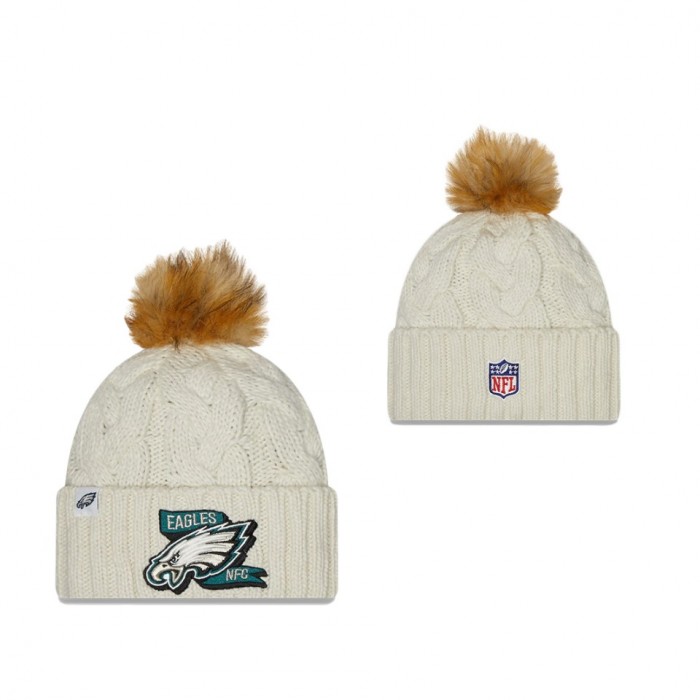 Eagles Cream 2022 Sideline Cuffed Knit Hat